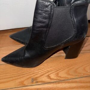 Marc Fisher Black Pointed Toe Leather Ankle Booties